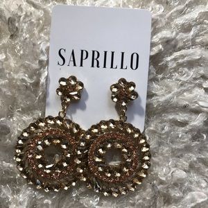 Circle bedazzled drop earrings